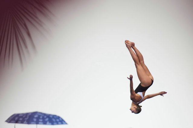Rhiannan Iffland of Australia competes in the women's 20m platform final at the World Aquatics Championships in Singapore, Saturday, July 26, 2025. (Photo by Vincent Thian/AP Photo)