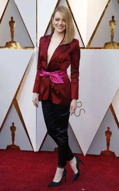 Emma Stone wears Louis Vuitton at the 90th Academy Awards in Hollywood, California on March 4, 2018. (Photo by Mario Anzuoni/Reuters)