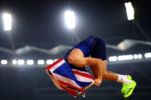 Silver medallist Jonathan Broom-Edwards of Team Great Britain celebrates following the Men’s High Jump – T64 Final during day eight of the World Para Athletics Championships New Delhi 2025 at Jawaharlal Nehru Stadium on October 04, 2025 in New Delhi, India. (Photo by Dean Mouhtaropoulos/Getty Images)
