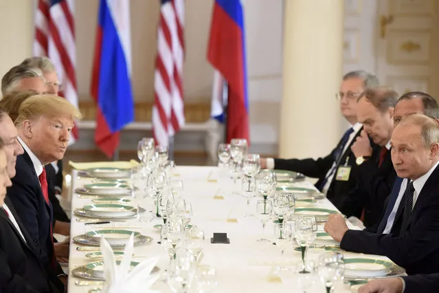 President Donald Trump participates in an expanded bilateral meeting with Russia's President Vladimir Putin in Helsinki, Finland on July 16, 2018. (Photo by Heikki Saukkomaa/Reuters/Lehtikuva)