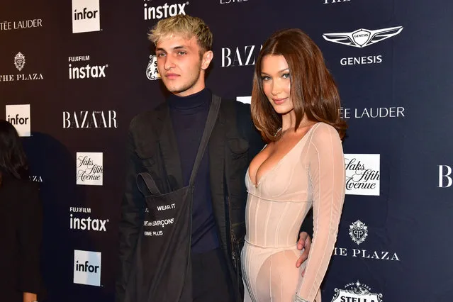 Anwar Hadid and Bella Hadid attend The Worldwide Editors Of Harper's Bazaar Celebrate ICONS by Carine Roitfeld presented by Infor, Stella Artois, FUJIFILM, Estee Lauder, Saks Fifth Avenue and Genesis at The Plaza Hotel on September 7, 2018 in New York City. (Photo by Sean Zanni/Patrick McMullan via Getty Images)