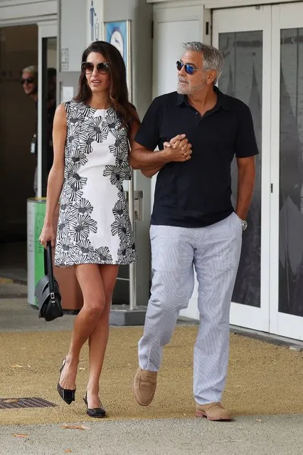 American actor George Clooney and wife Amal arrive in Venice by private flight to Belmond Hotel Cipriani on August 29, 2023. (Photo by The Mega Agency)