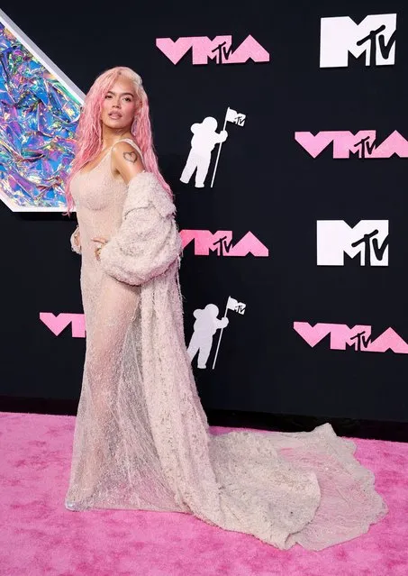 Colombian singer Karol G attends the 2023 MTV Video Music Awards at the Prudential Center in Newark, New Jersey, U.S., September 12, 2023. (Photo by Andrew Kelly/Reuters)