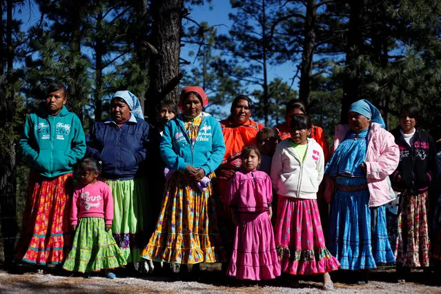 Women from the Tarahumara ethnic group pose for a photo while preparing for winter in Caborachi village, in Guachochi, Mexico, December 17, 2016. (Photo by Jose Luis Gonzalez/Reuters)