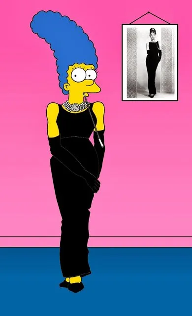 Marge Simpson as Audrey Hepburn. Black Givenchy dress of Audrey Hepburn.