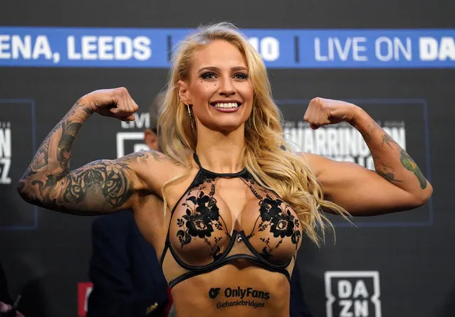 Australian professional boxer Ebanie Bridges at the weigh-in ahead of their IBF World Bantamweight Title fight against Shannon O'Connell during the weigh in at Aspire, Leeds, United Kingdom on Friday, December 9, 2022. (Photo by Tim Goode/PA Wire)