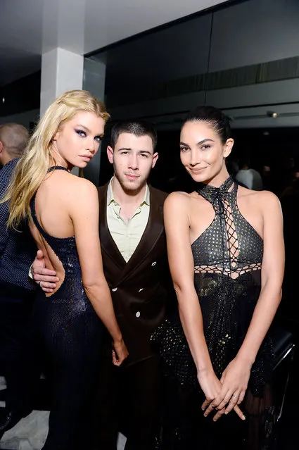 Stella Maxwell, Nick Jonas and Lily Aldridge attend Daily Front Row's 3rd Annual Fashion Los Angeles Awards – After Party on April 2, 2017 in Los Angeles, California. (Photo by Stefanie Keenan/Getty Images for The Daily Front Row)