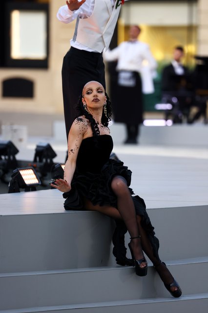 British singer-songwriter and dance FKA twigs performs during Vogue World: Paris at Place Vendome on June 23, 2024 in Paris, France. (Photo by Marc Piasecki/Getty Images for Vogue)