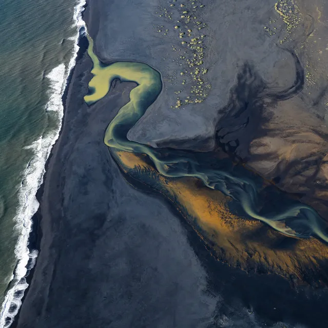 This unpublished photo by Pete McBride highlights the stunning Pjorsa River delta in Iceland at the precise point where it meets the Atlantic Ocean. McBride is known not only for his jaw-dropping aerial photography but for his focus on issues facing freshwater ecosystems. (Photo by Peter McBride/National Geographic Creative)
