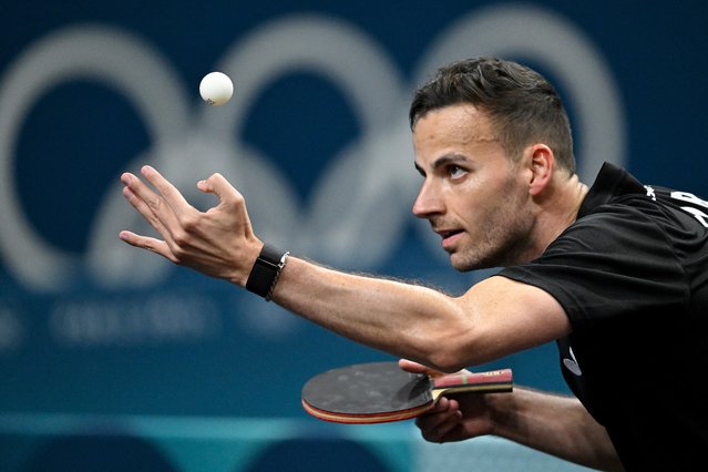 Portugal's Tiago Apolonia takes part in a table tennis training session at the South Paris Arena in Paris on July 25, 2024, on the eve of the opening ceremony of the Paris 2024 Olympic Games. (Photo by Wang Zhao/AFP Photo)