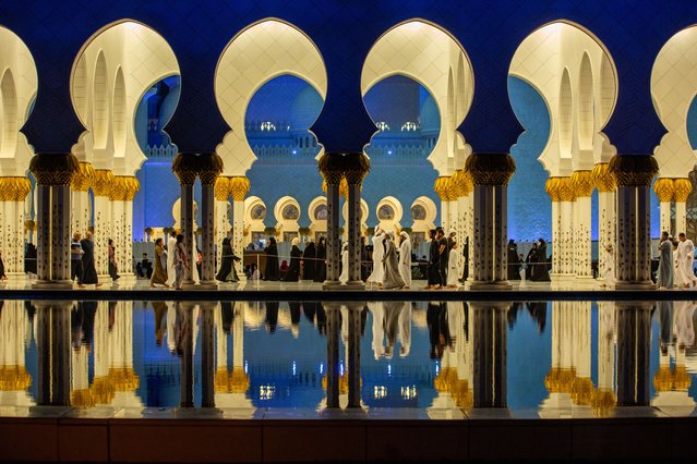 Muslims gather at Sheikh Zayed Grand Mosque to perform prayers during Laylat al-Qadr, the 27th night of the holy month of Ramadan, in Abu Dhabi, UAE on March 26, 2025. (Photo by Mohammed Zarandah/Anadolu via Getty Images)