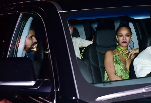 Drake and Rihanna leave a 2016 MTV Video Music Awards After Party at Up&Down on August 28, 2016 in New York City. (Photo by James Devaney/GC Images)