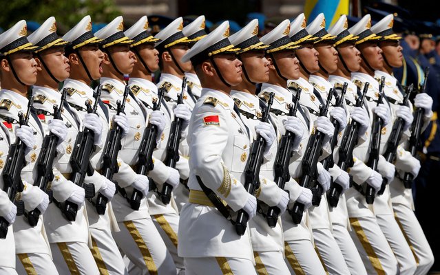 Chinese service members march in columns during a military parade on Victory Day, marking the 80th anniversary of the victory over Nazi Germany in World War Two, in Red Square in central Moscow, Russia, on May 9, 2025. (Photo by Maxim Shemetov/Reuters)