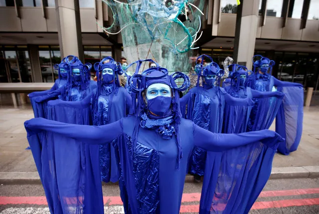 Members of the Ocean Rebellion group attend an Extinction Rebellion protest in London, Britain, September 6, 2020. (Photo by Henry Nicholls/Reuters)