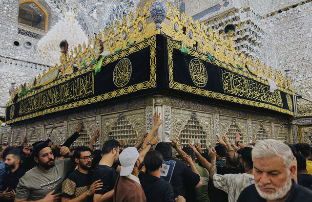 Shiite worshippers gather at the golden-domed shrine of Imam Moussa al-Kadhim, who died at the end of the eighth century, in Baghdad, Iraq, Wednesday, May 28, 2025. (Photo by Hadi Mizban/AP Photo)