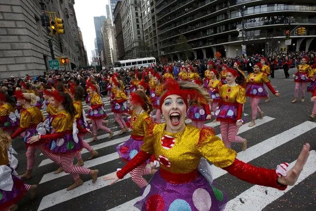 A member of the Spirit of America group dances during the 89th Macy's Thanksgiving Day Parade in the Manhattan borough of New York, November 26, 2015. (Photo by Andrew Kelly/Reuters)