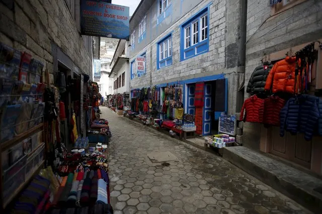 An empty street at a market in Namche in Solukhumbu district, also known as the Everest region, in this picture taken November 29, 2015. (Photo by Navesh Chitrakar/Reuters)