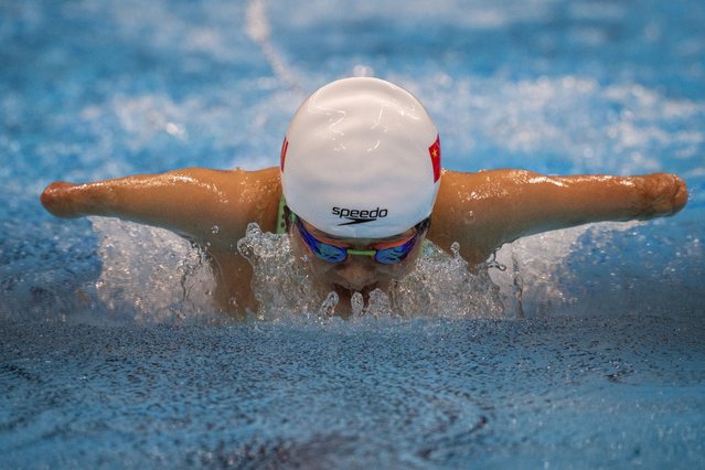 Daomin Liu competes at Women's 200m Individual Medley - SM6 Heat 1 at the Tokyo Aquatics Centre during the Tokyo 2020 Paralympic Games, Thursday, August 26, 2021, in Tokyo, Japan. (Photo by Emilio Morenatti/AP Photo)