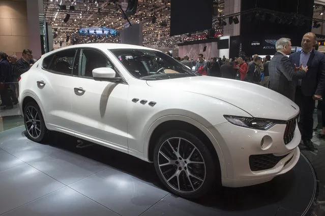 The New Maserati Levante is showing during the press day at the 86th International Motor Show in Geneva, Switzerland, Tuesday, March 1, 2016. (Photo by Sandro Campardo/Keystone via AP Photo)
