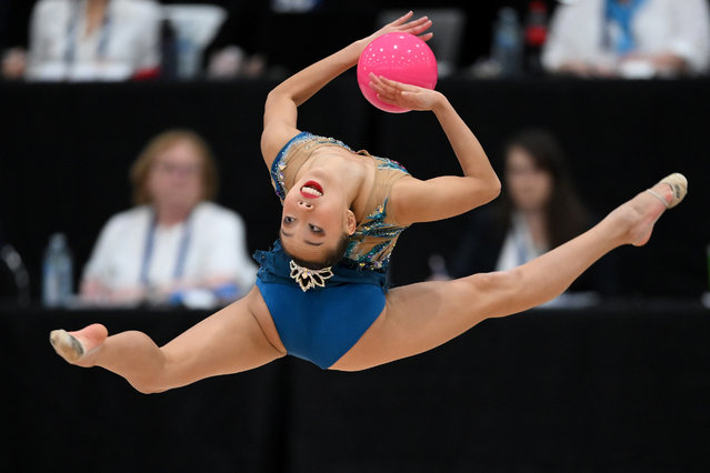 Riana Narushima of Queensland competes in the Rhythmic Gymnastics during the 2024 Australian Gymnastics Championships at Gold Coast Sports and Leisure Centre on May 20, 2024 in Gold Coast, Australia. (Photo by Matt Roberts/Getty Images)