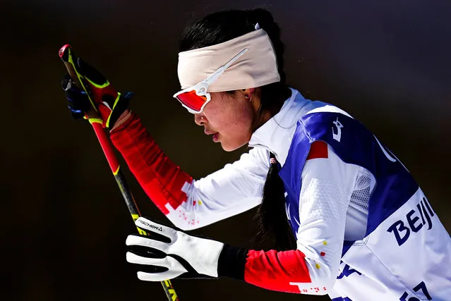 Guo Yujie of China competes during the biathlon women's sprint standing event of Beijing 2022 Paralympic Winter Games at National Biathlon Centre in Zhangjiakou, north China's Hebei Province, March 5, 2022. (Photo by Xinhua News Agency/Rex Features/Shutterstock)
