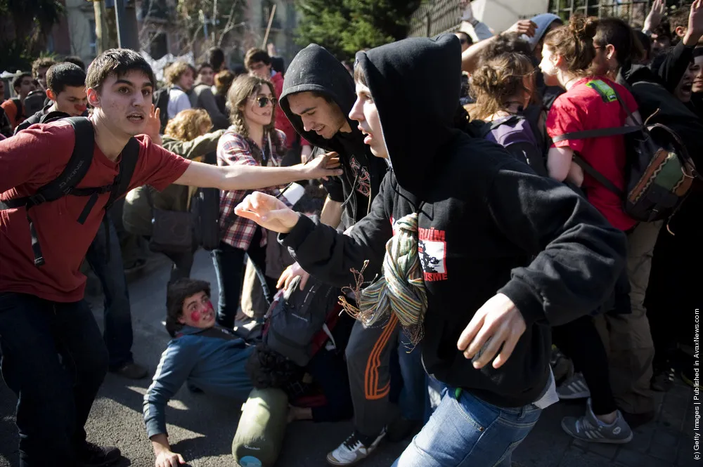 University Students Protest In Barcelona