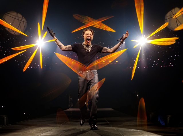 The Mexican singer Peso Pluma performs on his Éxodo Tour at the Intuit Dome in California, US on August 24, 2024. (Photo by Christopher Polk/Billboard/Getty Images)