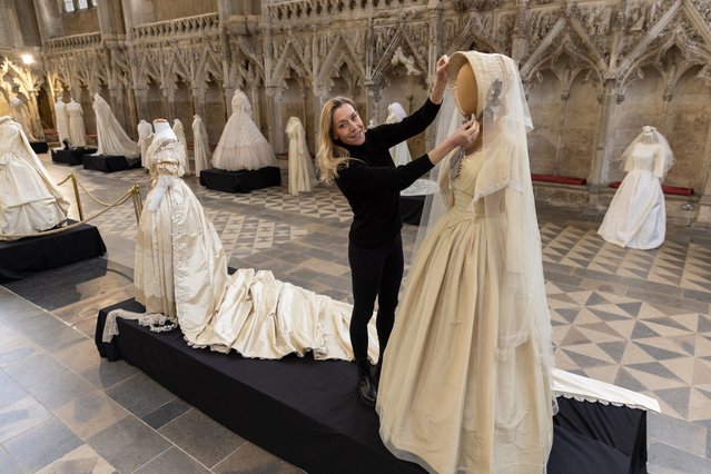 The dress worn by Charlotte Gainsborough in the film Jane Eyre is part of an exhibition at Ely Cathedral, Cambridgeshire, which begins on Wednesday, February 14, 2024. A Celebration of Bridal Gowns has 40 outfits on show, including the wedding dress worn by Gwyneth Paltrow in Emma. (Photo-Bav Media)