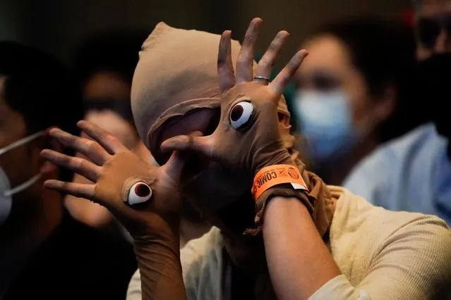 A Comic-Con International attendee gestures while cosplaying as the Pale Man from the 2006 film Pan's Labyrinth, in San Diego, California, U.S., July 21, 2022. (Photo by Bing Guan/Reuters)