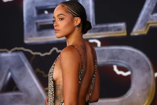 American actor Quintessa Swindell poses for photographers as she arrives for the world premiere of the film “Black Adam” in Times Square in New York City, New York, U.S., October 12, 2022. (Photo by Mike Segar/Reuters)