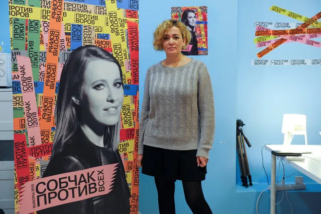 Anastasia Shevchenko, 38, head of the election campaign team for presidential candidate Ksenia Sobchak, poses for a picture in Rostov-on-Don, Russia, February 13, 2018. “I want change, of course. First of all, in how this country is run. I hope that something will change. That's why I completely support my candidate's programme”, said Shevchenko. “But at the same time, I completely understand that these elections don't decide anything. I just want new people in our politics”. (Photo by Sergey Pivovarov/Reuters)