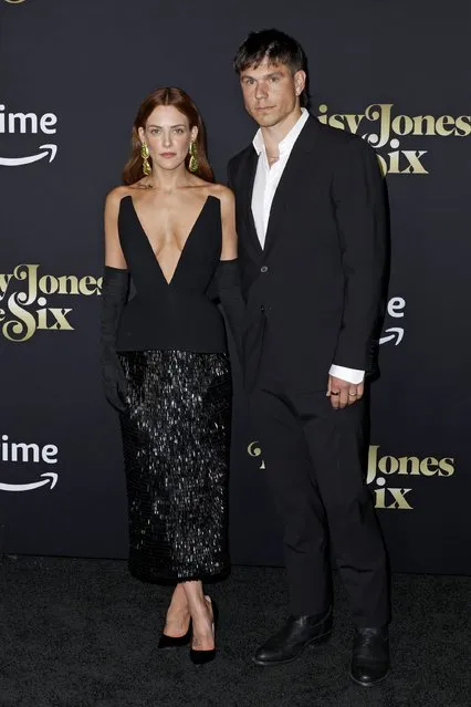 American actress Riley Keough and husband Ben Smith-Petersen attend the Los Angeles Premiere of Prime Video's “Daisy Jones & The Six” at TCL Chinese Theatre on February 23, 2023 in Hollywood, California. (Photo by Frazer Harrison/Getty Images)