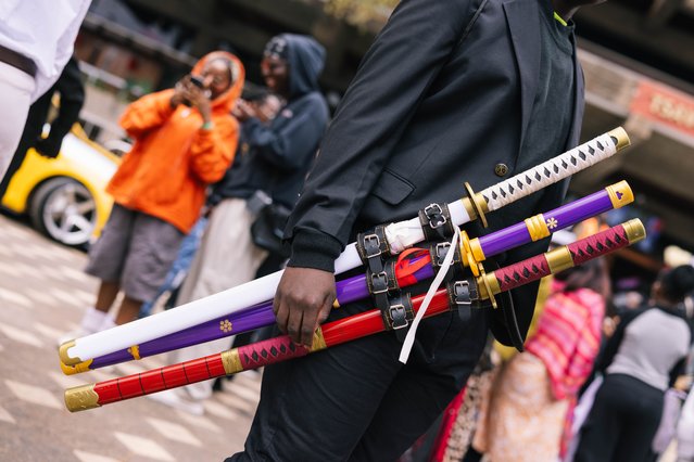 Prop swords during the Otamatsuri Anime x Manga convention held in Nairobi, Kenya on August 24, 2023. (Photo by Sarah Waiswa/The Guardian)