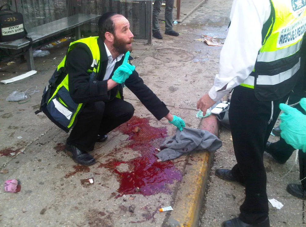 Bomb Explodes At Jerusalem Bus Stop.
