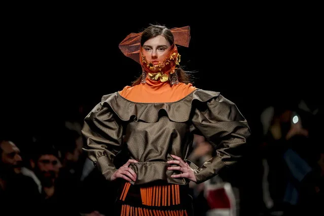 A model displays a creation by Portuguese fashion designer Artur Dias “Opiar” on the first day of the Lisbon Fashion Week in Lisbon, Portugal, 08 March 2019. (Photo by Jose Sena Goulao/EPA/EFE)