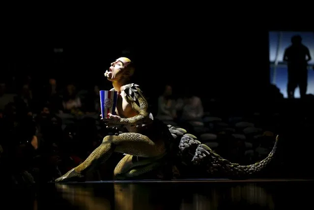 A cast member of the show “Amaluna” by Canada's Cirque Du Soleil performs during a dress rehearsal in Madrid, Spain, May 5, 2015. (Photo by Susana Vera/Reuters)