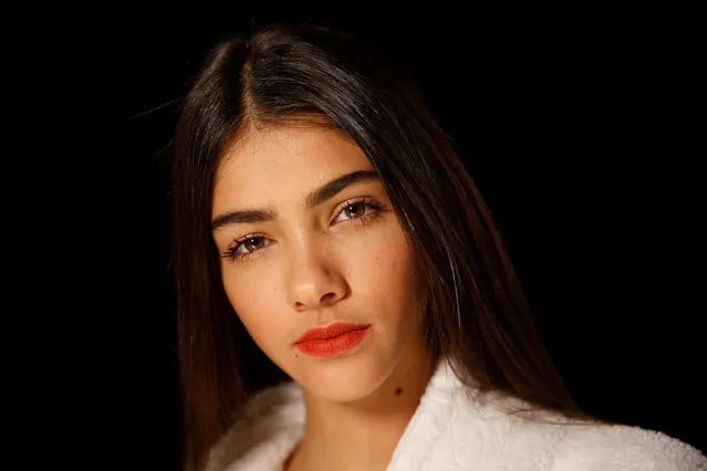 A model poses backstage at the Topshop Unique catwalk show during London Fashion Week in London, Britain February 19, 2017. (Photo by Neil Hall/Reuters)