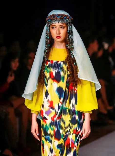 A model presents a creation by Kazakhstan's design house Aida Kaumenova during Kazakhstan Fashion Week in Almaty, Kazakhstan, April 21, 2016. (Photo by Shamil Zhumatov/Reuters)