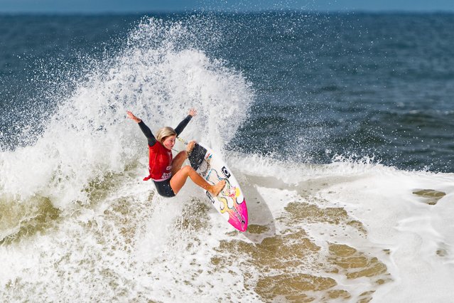 Erin Brooks of Canada surfs in the Heat 3 of the Round of 16 during the 2024 GWM Sydney Surf Pro at North Narrabeen Beach on May 12, 2024 in Sydney, Australia. (Photo by Andy Cheung/Getty Images)
