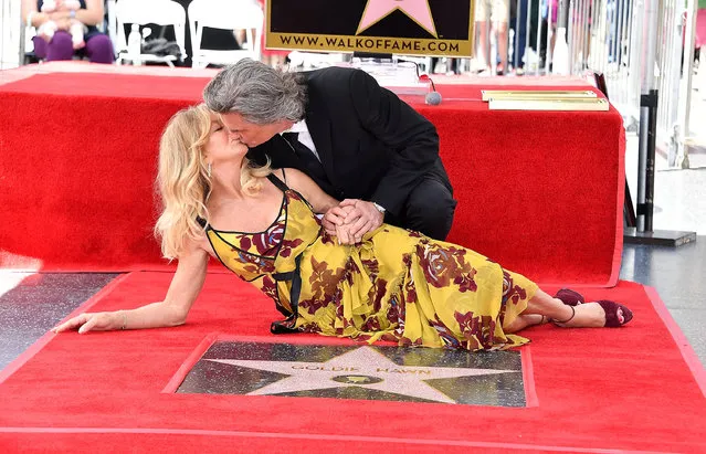 Goldie Hawn and Kurt Russell attend a ceremony honoring the couple with stars on the Hollywood Walk of Fame on Thursday, May 4, 2017 in Los Angeles, California. (Photo by Steve Granitz/WireImage)