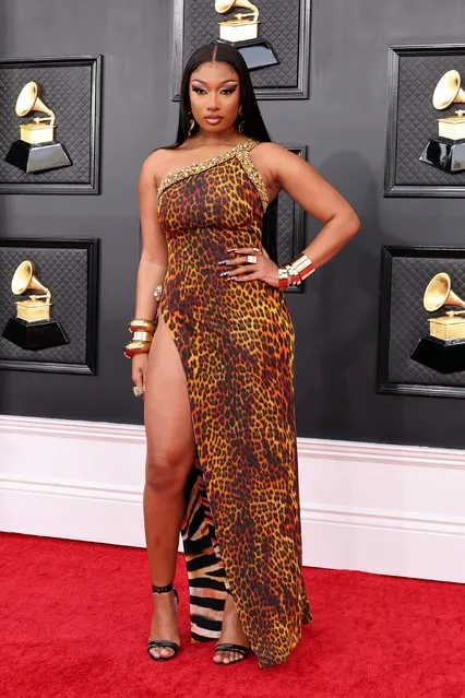 American rapper Megan Thee Stallion attends the 64th Annual GRAMMY Awards at MGM Grand Garden Arena on April 03, 2022 in Las Vegas, Nevada. (Photo by Amy Sussman/Getty Images/AFP Photo)