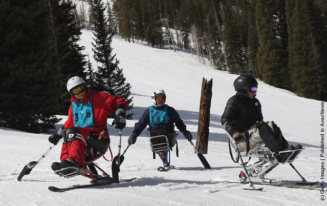 Disabled Military Veterans Learn Winter Sports At Veterans Affairs Clinic