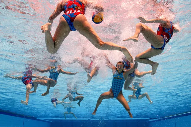 General action during the Women's Water Polo Group D, preliminary round match between Russia and Kazahstan on day seven of the Budapest 2017 FINA World Championships on July 20, 2017 in Budapest, Hungary. (Photo by Adam Pretty/Getty Images)