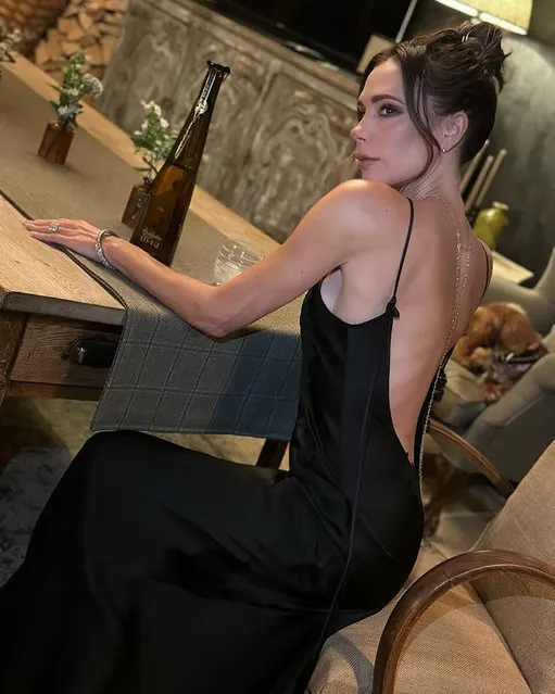 English fashion designer Victoria Beckham in the first decade of November 2022 promotes Don Julio 1942 with a backless dress. (Photo by victoriabeckham/Instagram)