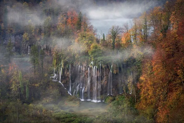 Gianluca Gianferrari; Second place, Breathing Spaces; Veliki Slap, Plitvice Lakes national park, Lika-Senj, Croatia. “Also known as the Big Waterfall, Veliki Slap is the highest waterfall in the Unesco world heritage site of Plitvice Lakes national park. The waterfall is pictured surrounded by autumn-toned trees, and with the (enhanced/added) mist it almost feels as though you could breathe in the power of nature”. (Photo by Gianluca Gianferrari/IGPOTY)