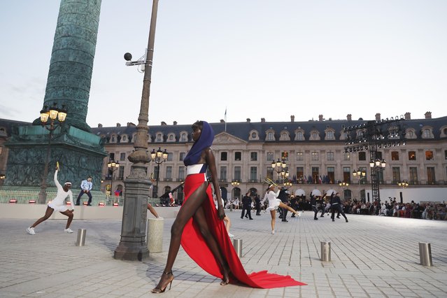 American fashion model Anok Yai walks the runway during Vogue World: Paris at Place Vendome on June 23, 2024 in Paris, France. (Photo by Victor Boyko/Getty Images for Vogue)