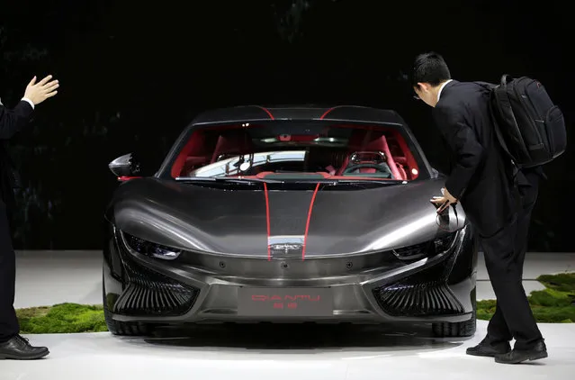 A Qiantu K20 concept car is displayed during a media preview at the Auto China 2018 motor show in Beijing, China on April 25, 2018. (Photo by Jason Lee/Reuters)