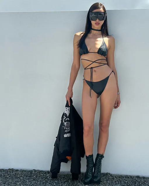 Irina Shayk celebrates the spring by slipping into a bikini. The model, 37, posed in the brown swimwear during a break to Palm Springs in California after visiting for US music festival Coachella last weekend, April 16, 2023. (Photo by Instagram)