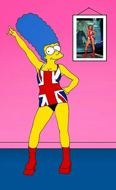 Marge Simpson Geri Halliwell union jack dress Humor Chic by aleXsandro Palombo.