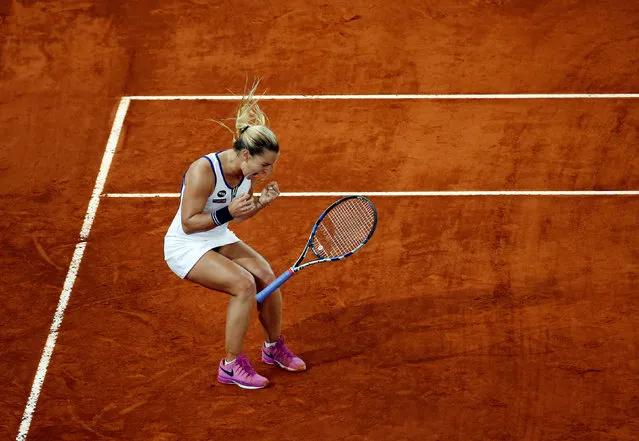 Tennis, Madrid Open, Dominika Cibulkova of Slovakia vs Louisa Chirico of the United States, Madrid, Spain on May 6, 2016: Cibulkova celebrates victory. (Photo by Susana Vera/Reuters)